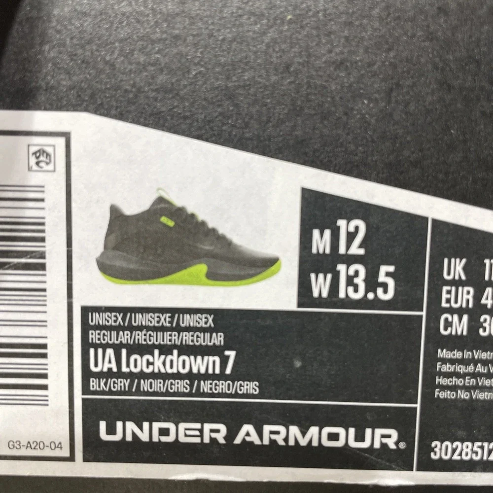 Under Armour Lockdown 7 Shoes Mens Sz 12 Black/Neon‎ Green Sneakers 3028512-006